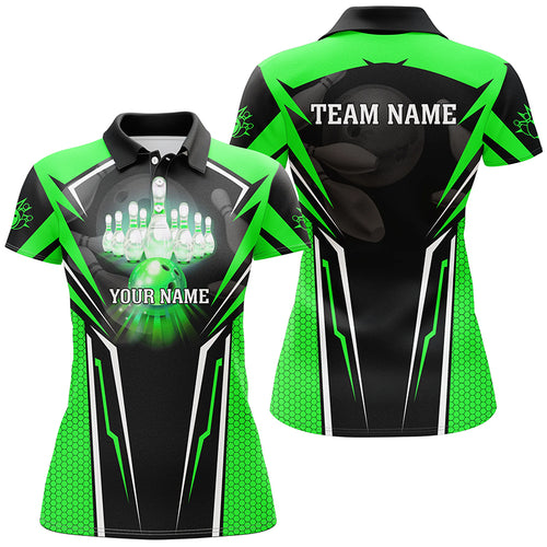 Custom Green Bowling Polo Shirts For Men, Strike Bowling Team Jerseys Bowlers Outfits IPHW5226