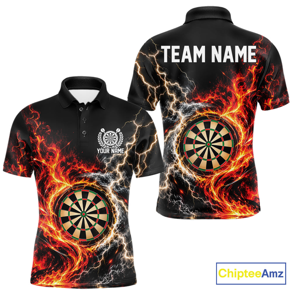 Flame And Lightning Dart Men Polo Dart Team Jersey With Custom Name IPHW12549