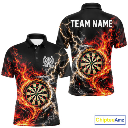 Flame And Lightning Dart Men Polo Dart Team Jersey With Custom Name IPHW12549