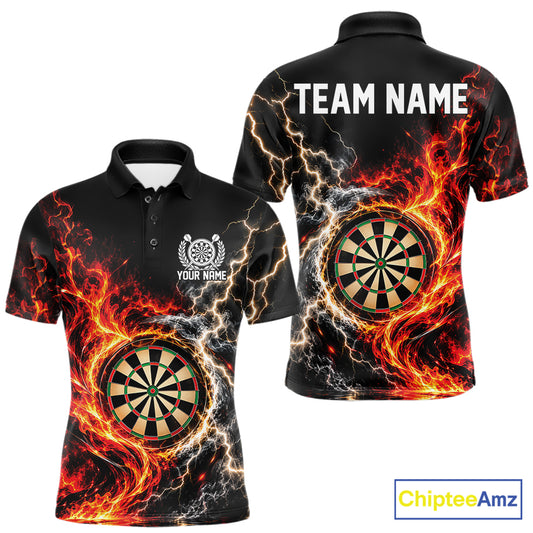 Flame And Lightning Dart Men Polo Dart Team Jersey With Custom Name IPHW12549