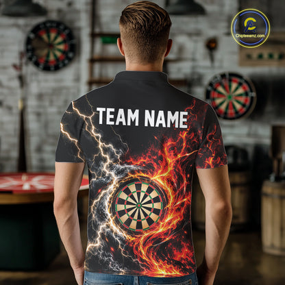 Flame And Lightning Dart Men Polo Dart Team Jersey With Custom Name IPHW12549