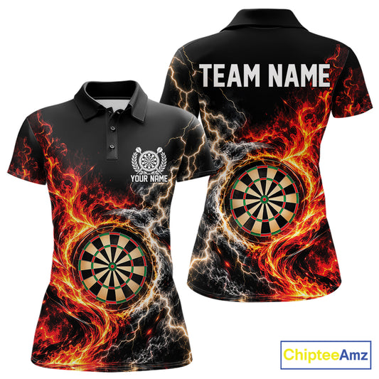 Flame And Lightning Dart Women Polo Dart Team Jersey With Custom Name IPHW12549