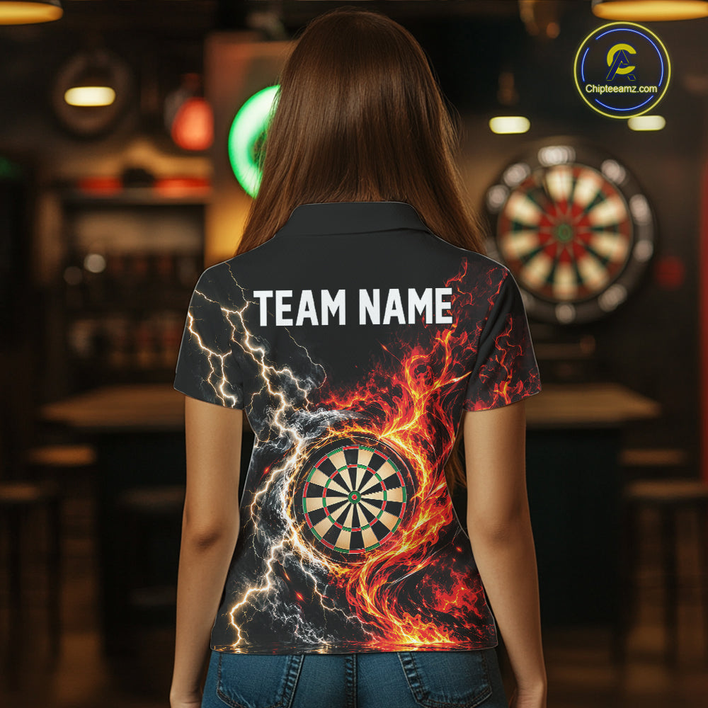 Flame And Lightning Dart Women Polo Dart Team Jersey With Custom Name IPHW12549