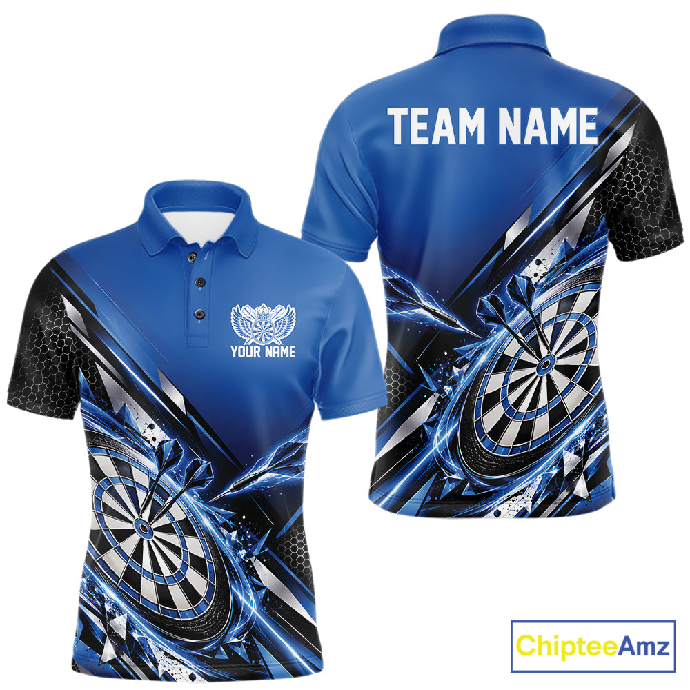 Custom Blue Dart Team Jersey, Dart League Outfit Polo Shirt For Men IPHW12557