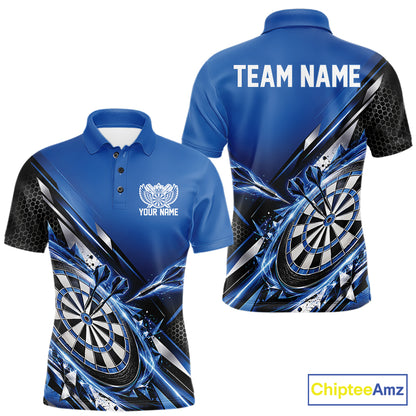 Custom Blue Dart Team Jersey, Dart League Outfit Polo Shirt For Men IPHW12557