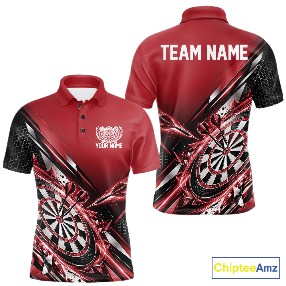 Custom Red Dart Team Jersey, Dart League Outfit Polo Shirt For Men IPHW12558