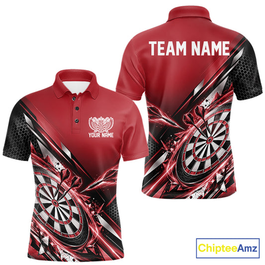 Custom Red Dart Team Jersey, Dart League Outfit Polo Shirt For Men IPHW12558