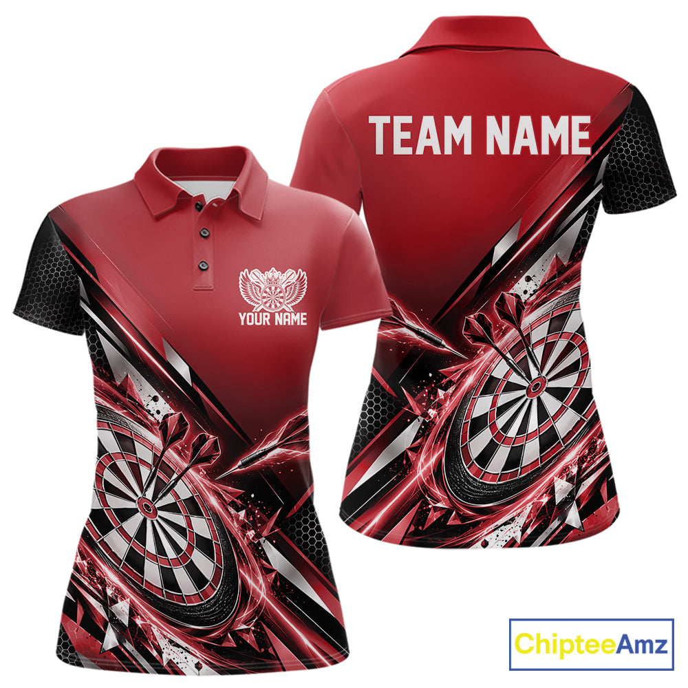 Custom Red Dart Team Jersey, Dart League Outfit Polo Shirt For Women IPHW12558