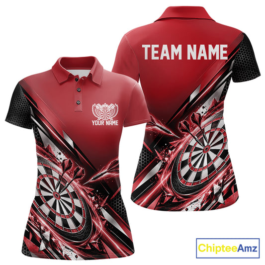 Custom Red Dart Team Jersey, Dart League Outfit Polo Shirt For Women IPHW12558