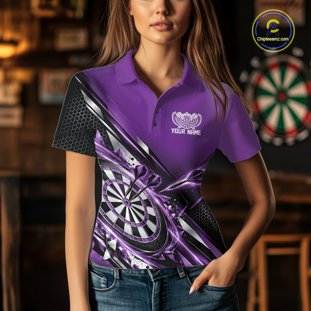 Custom Purple Dart Team Jersey, Dart League Outfit Polo Shirt For Women IPHW12559