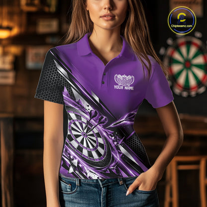 Custom Purple Dart Team Jersey, Dart League Outfit Polo Shirt For Women IPHW12559