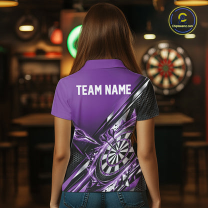 Custom Purple Dart Team Jersey, Dart League Outfit Polo Shirt For Women IPHW12559