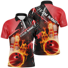 Load image into Gallery viewer, Black And Red Custom Flame Bowling Shirts For Men, Unisex Fire Bowling Team Shirt Bowler Outfit IPHW7938