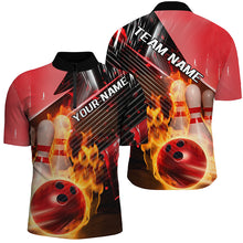 Load image into Gallery viewer, Black And Red Custom Flame Bowling Shirts For Men, Unisex Fire Bowling Team Shirt Bowler Outfit IPHW7938