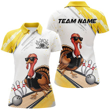 Load image into Gallery viewer, Custom Yellow Funny Turkey Bowling Team Shirts For Women, Thanksgiving Bowler Outfits IPHW7940