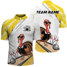 Load image into Gallery viewer, Custom Yellow Funny Turkey Bowling Team Shirts For Men, Thanksgiving Bowler Outfits IPHW7940