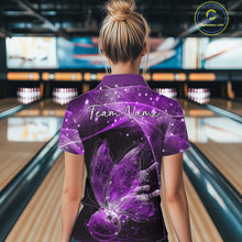 Load image into Gallery viewer, Custom Ethereal Purple Butterfly Bowling Women Quarter-Zip Shirts, Ladies Bowling Outfit IPHW10245
