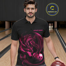 Load image into Gallery viewer, Custom Black And Pink Dragon Bowling Shirts, Bowling League Shirt Dragon Men Jersey IPHW10703