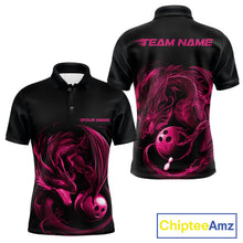 Load image into Gallery viewer, Custom Black And Pink Dragon Bowling Shirts, Bowling League Shirt Dragon Men Jersey IPHW10703