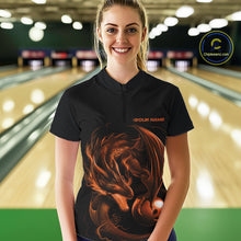 Load image into Gallery viewer, Custom Black And Orange Dragon Bowling Shirts, Bowling League Shirt Dragon Women Jersey IPHW10707