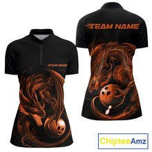 Load image into Gallery viewer, Custom Black And Orange Dragon Bowling Shirts, Bowling League Shirt Dragon Women Jersey IPHW10707