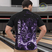 Load image into Gallery viewer, Custom Purple Flaming Leopard Men Bowling Shirts, Fire Bowling Team Shirt Bowler Uniform IPHW10713