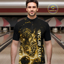 Load image into Gallery viewer, Custom Yellow Flaming Leopard Men Bowling Shirts, Fire Bowling Team Shirt Bowler Uniform IPHW10716
