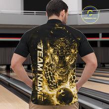 Load image into Gallery viewer, Custom Yellow Flaming Leopard Men Bowling Shirts, Fire Bowling Team Shirt Bowler Uniform IPHW10716