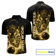 Load image into Gallery viewer, Custom Yellow Flaming Leopard Men Bowling Shirts, Fire Bowling Team Shirt Bowler Uniform IPHW10716