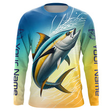 Load image into Gallery viewer, Custom Yellowfin Tuna Long Sleeve Saltwater Fishing Shirts, Tuna Uv Protection Fishing Jerseys IPHW6374