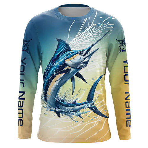 Personalized Marlin Fishing Long Sleeve Performance Shirts, Marlin Fishing Saltwater Jerseys IPHW6377