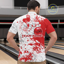 Load image into Gallery viewer, Custom Red Splatter Bowling Team Men Quarter-Zip Shirt, Bowling League Shirt Bowler Jerseys IPHW11257