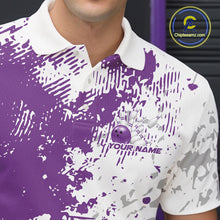 Load image into Gallery viewer, Custom Purple Splatter Bowling Team Men Polo Shirt, Bowling League Shirt Bowler Jerseys IPHW11260