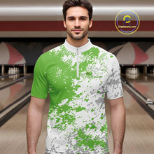 Load image into Gallery viewer, Custom Green Splatter Bowling Team Men Quarter-Zip Shirt, Bowling League Shirt Bowler Jerseys IPHW11262