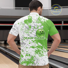 Load image into Gallery viewer, Custom Green Splatter Bowling Team Men Quarter-Zip Shirt, Bowling League Shirt Bowler Jerseys IPHW11262