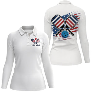 American Flag Patriotic Custom Pickleball Polo Shirts for women, Pickleball Outfits IPHW6919
