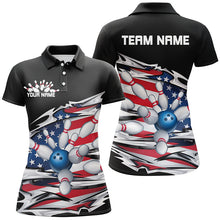 Load image into Gallery viewer, Custom Patriotic Ladies Bowling Shirts, American Flag Bowling League Shirts Bowling Uniform IPHW7432