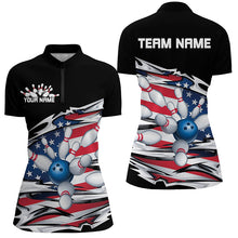 Load image into Gallery viewer, Custom Patriotic Ladies Bowling Shirts, American Flag Bowling League Shirts Bowling Uniform IPHW7432