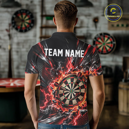 Red Lightning Dartboard Custom Dart Men Polo Shirt, Dart Team Jersey Dart Gift IPHW12576