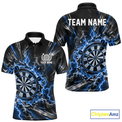 Blue Lightning Dartboard Custom Dart Men Polo Shirt, Dart Team Jersey Dart Gift IPHW12577