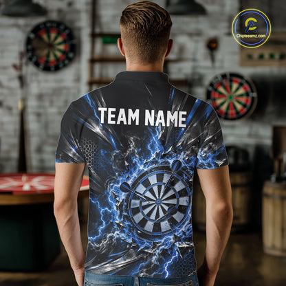 Blue Lightning Dartboard Custom Dart Men Polo Shirt, Dart Team Jersey Dart Gift IPHW12577