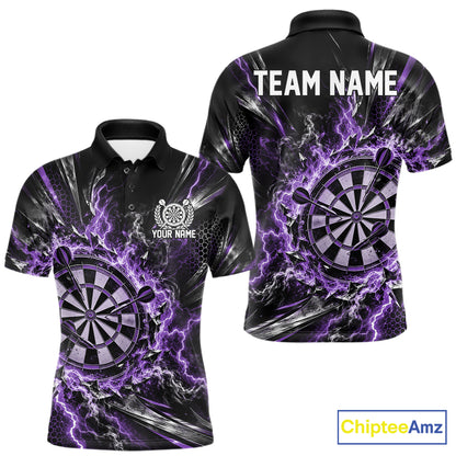 Purple Lightning Dartboard Custom Dart Men Polo Shirt, Dart Team Jersey Dart Gift IPHW12578
