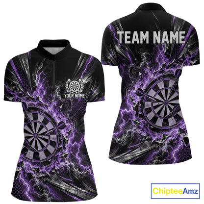 Purple Lightning Dartboard Custom Dart Women Quarter-Zip Shirt, Dart Jersey Dart Gift IPHW12578