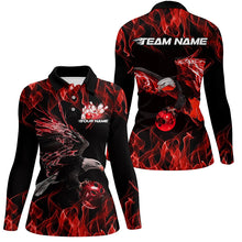 Load image into Gallery viewer, Red Flame Eagle Custom Bowling Team Shirts For Women, Fire Bowling League Shirt IPHW7949