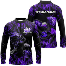 Load image into Gallery viewer, Purple Flame Eagle Custom Bowling Team Shirts For Men, Fire Bowling League Shirt Bowler Outfit IPHW7950