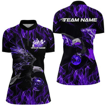 Load image into Gallery viewer, Purple Flame Eagle Custom Bowling Team Shirts For Women, Fire Bowling League Shirt IPHW7950