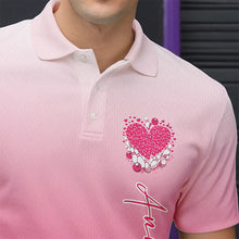 Load image into Gallery viewer, Custom Pink Bowling Heart Polo Shirts For Men, Valentine Bowling Couple Outfits IPHW8361