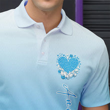 Load image into Gallery viewer, Custom Blue Bowling Heart Polo Shirts For Men, Valentine Bowling Couple Outfits IPHW8362