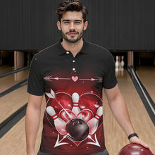 Load image into Gallery viewer, Custom Valentine Bowling Heart Polo Shirts For Men, Couple Bowling Outfits IPHW8367