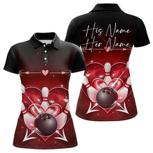 Load image into Gallery viewer, Custom Valentine Bowling Heart Polo Shirts For Women, Couple Bowling Outfits IPHW8367